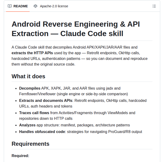 Simoneavogadro Android Reverse Engineering Skill screenshot