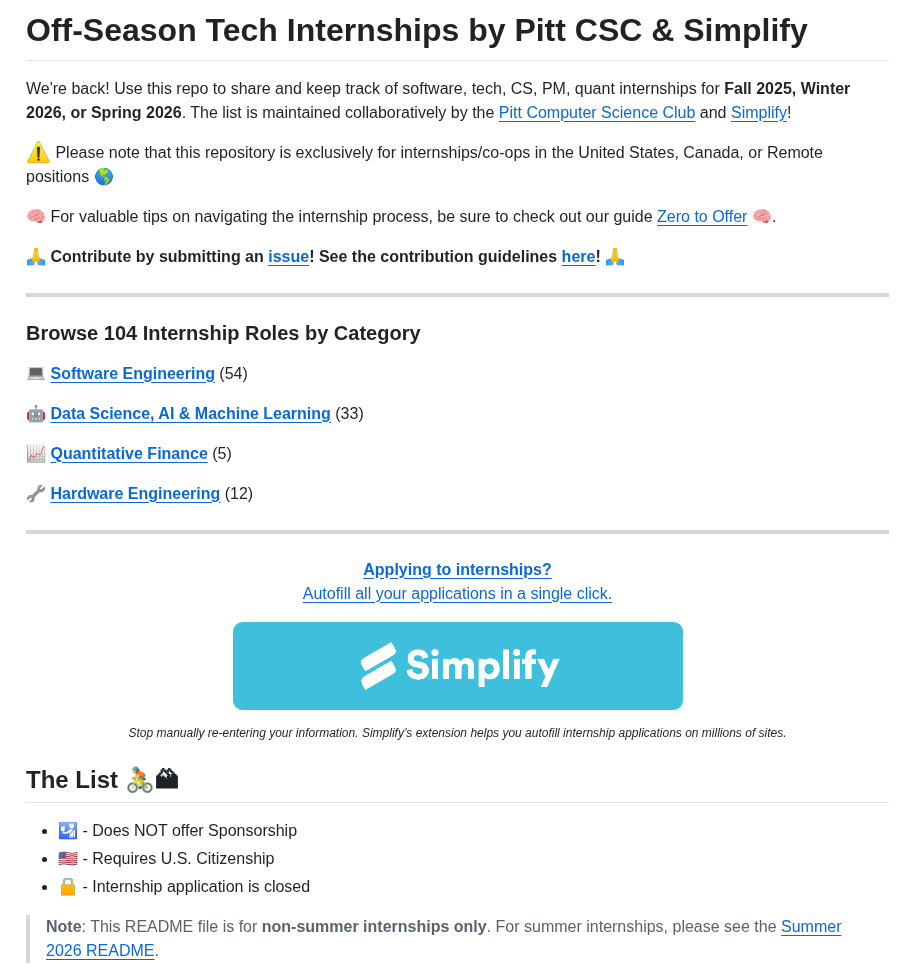 Simplifyjobs Summer2025 Internships screenshot