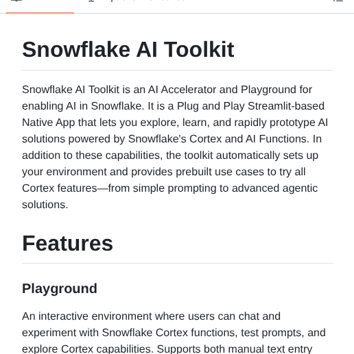 Snowflake Labs Snowflake Ai Toolkit screenshot