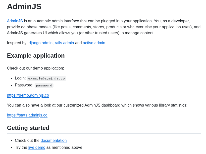 Softwarebrothers Adminjs screenshot