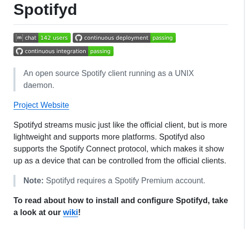 Spotifyd Spotifyd screenshot