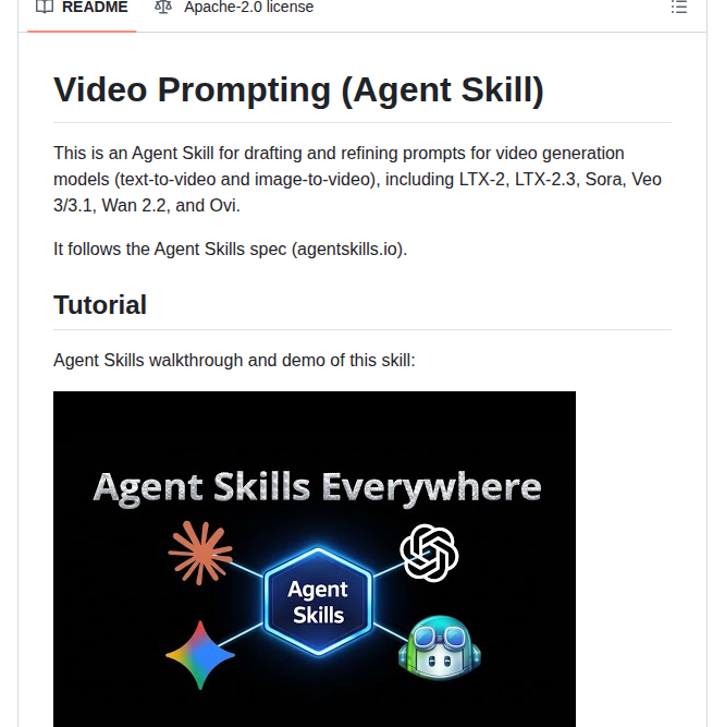 Square Zero Labs Video Prompting Skill screenshot