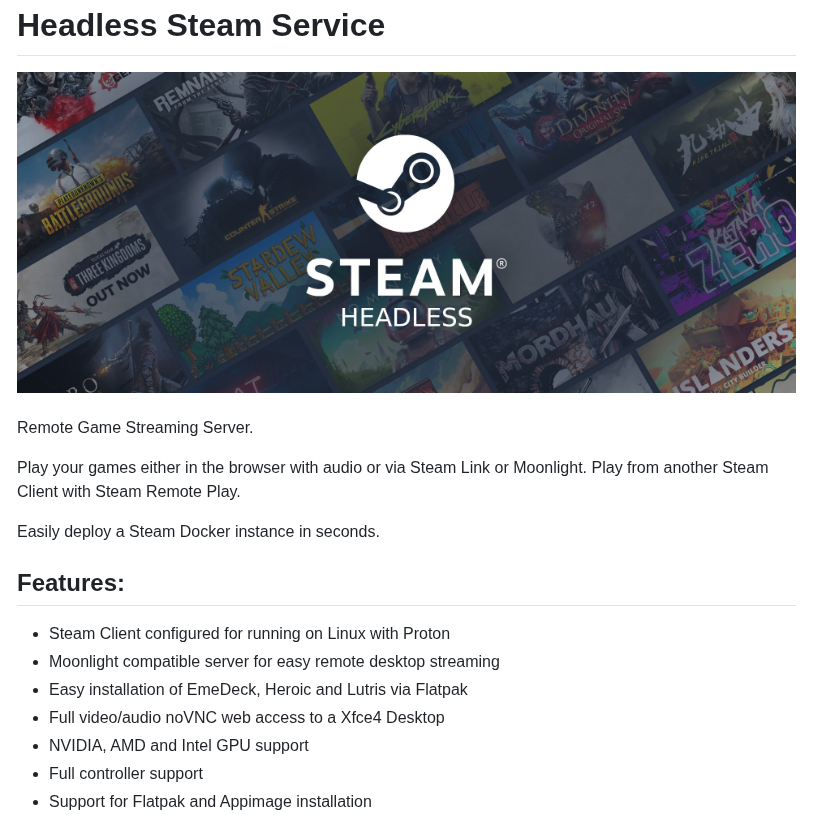 Steam Headless Docker Steam Headless screenshot
