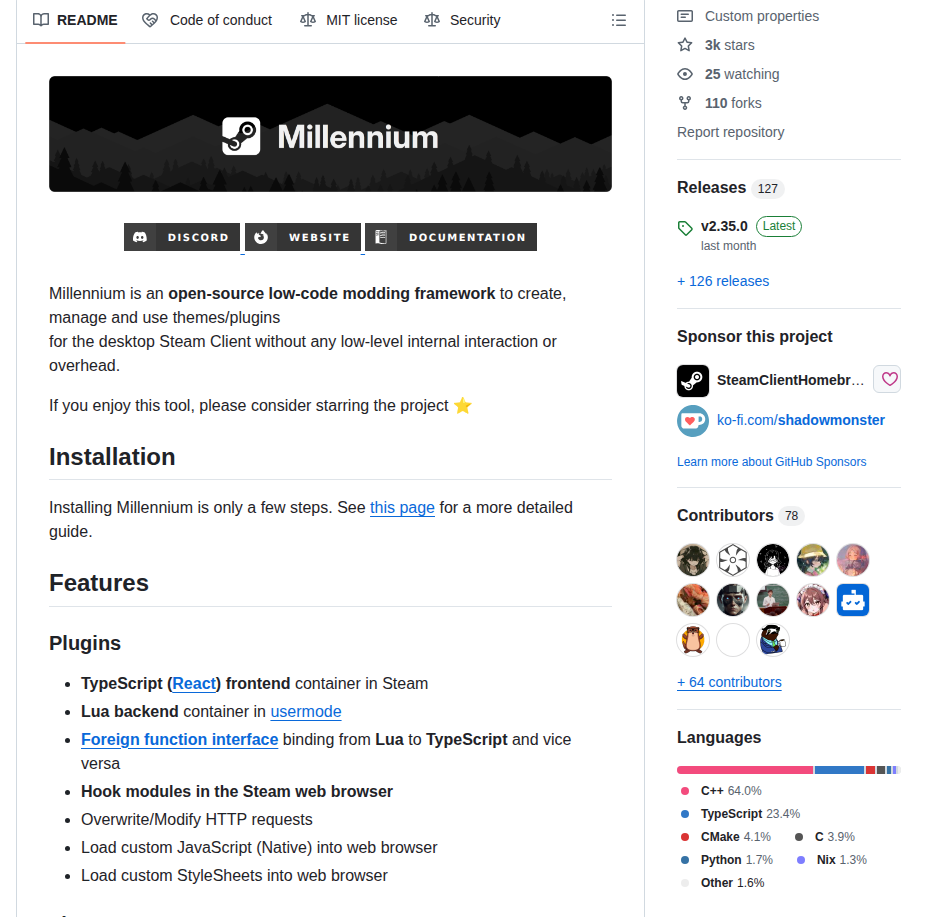 Steamclienthomebrew Millennium screenshot