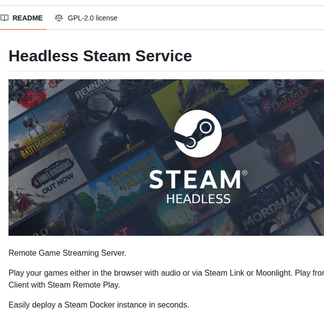 Steam Headless Docker Steam Headless screenshot