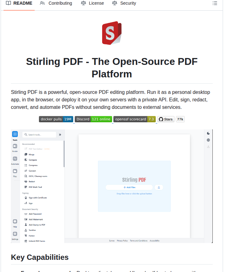 Stirling Tools Stirling Pdf screenshot