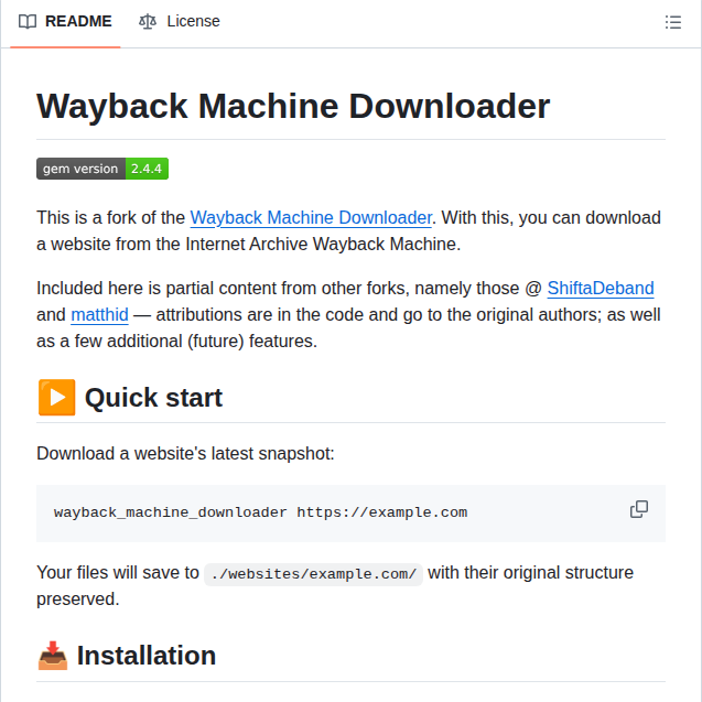 Strawberrymaster Wayback Machine Downloader screenshot