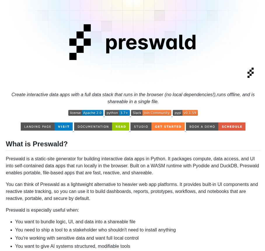 Structuredlabs Preswald screenshot