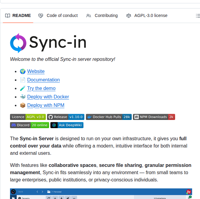 Sync In Server screenshot