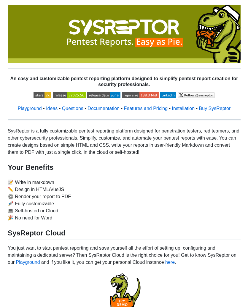 Syslifters Sysreptor screenshot