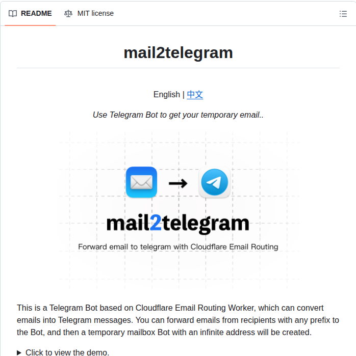 Tbxark Mail2telegram screenshot