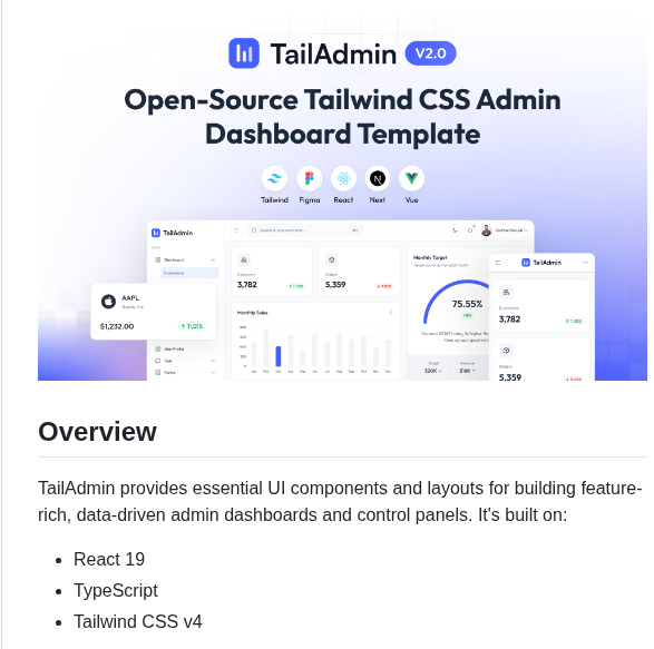 Tailadmin Free React Tailwind Admin Dashboard screenshot