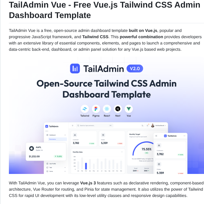 Tailadmin Vue Tailwind Admin Dashboard screenshot