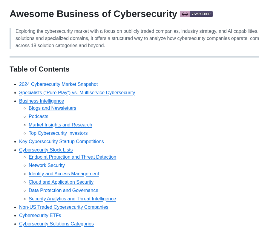 Taleliyahu Awesome Business Of Cybersecurity screenshot
