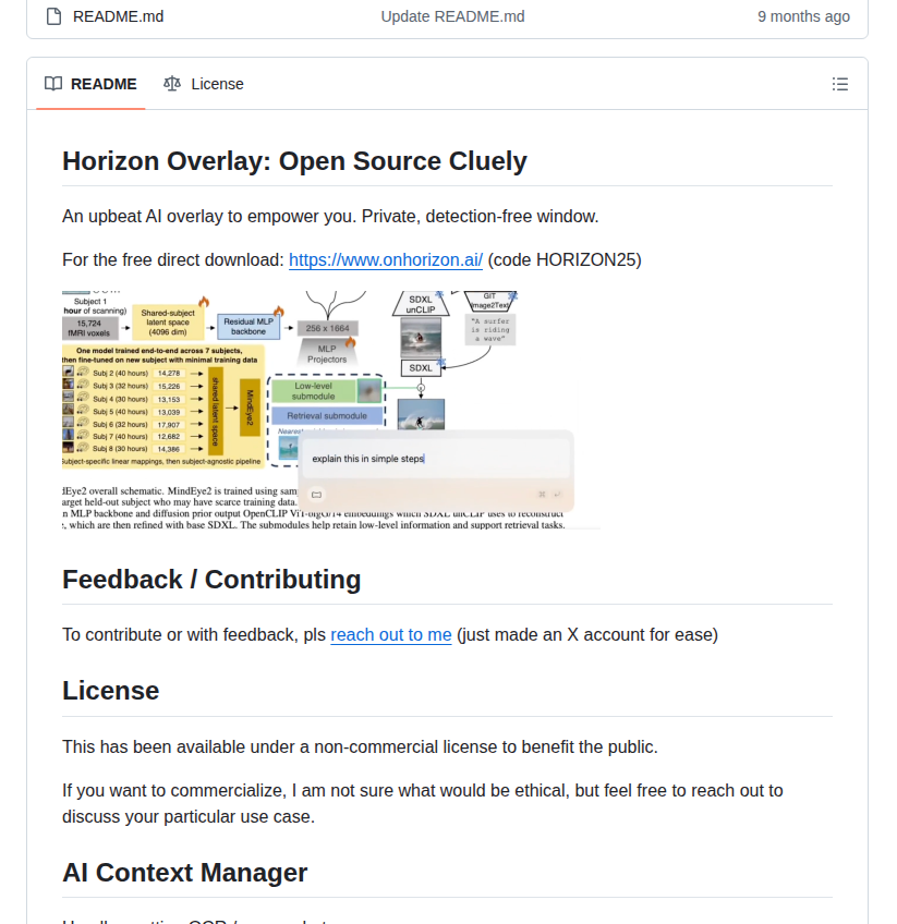 Tej Sharma Horizon Overlay Open Source Cluely screenshot