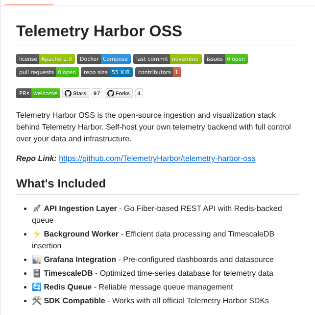 Telemetryharbor Telemetry Harbor Oss screenshot
