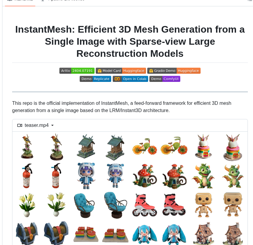 Tencentarc Instantmesh screenshot