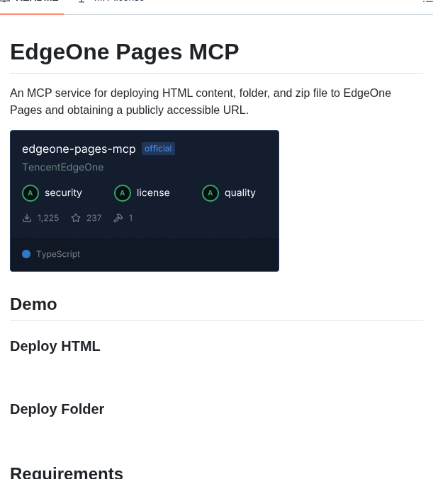 Tencentedgeone Edgeone Pages Mcp screenshot