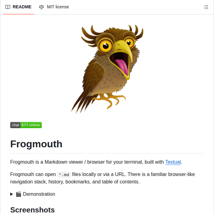 Textualize Frogmouth screenshot