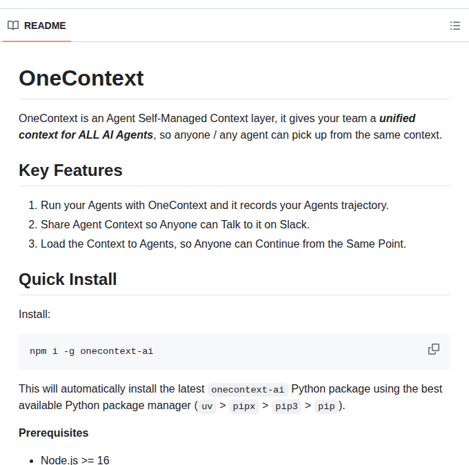 Theagentcontextlab Onecontext screenshot