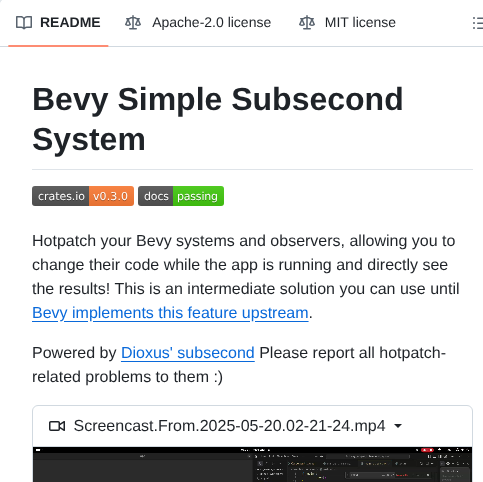Thebevyflock Bevy_simple_subsecond_system screenshot
