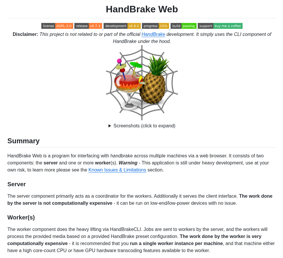 Thenickoftime Handbrake Web screenshot