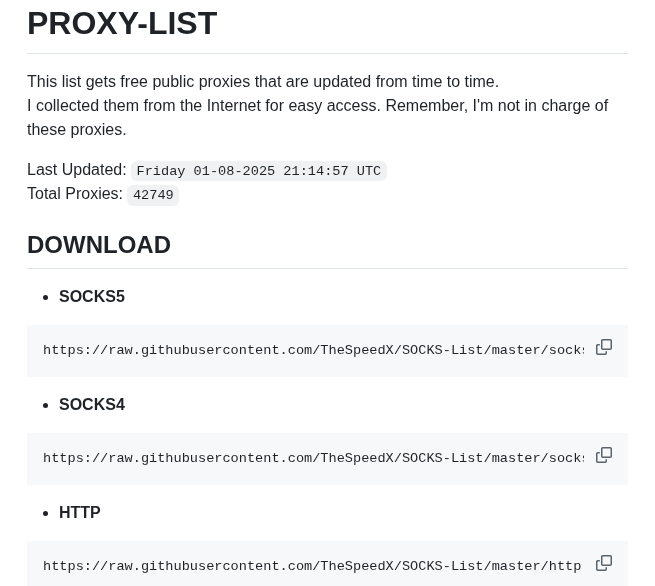 Thespeedx Proxy List screenshot