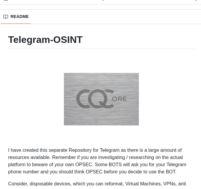 The Osint Toolbox Telegram Osint screenshot