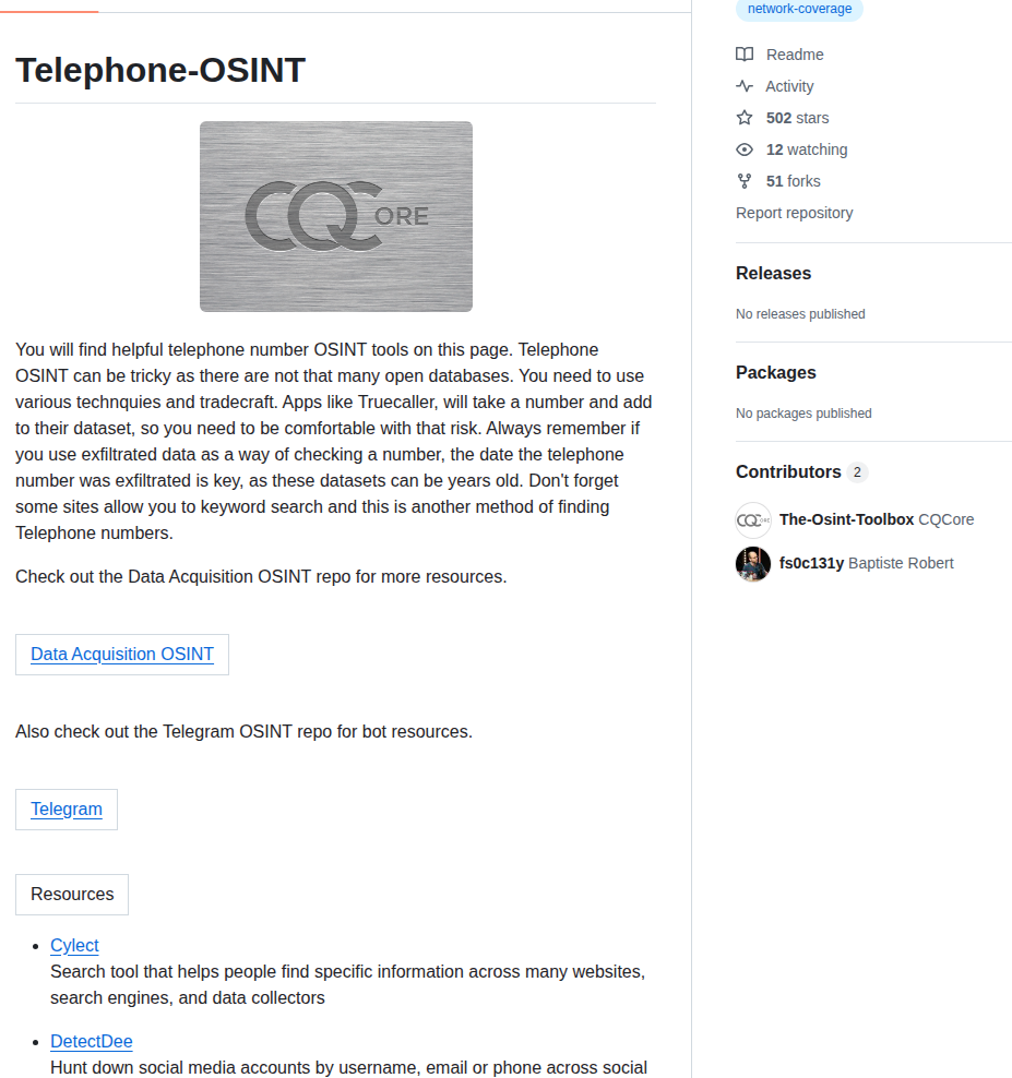 The Osint Toolbox Telephone Osint screenshot