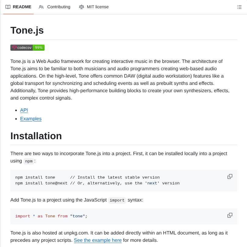 Tonejs Tone.js screenshot