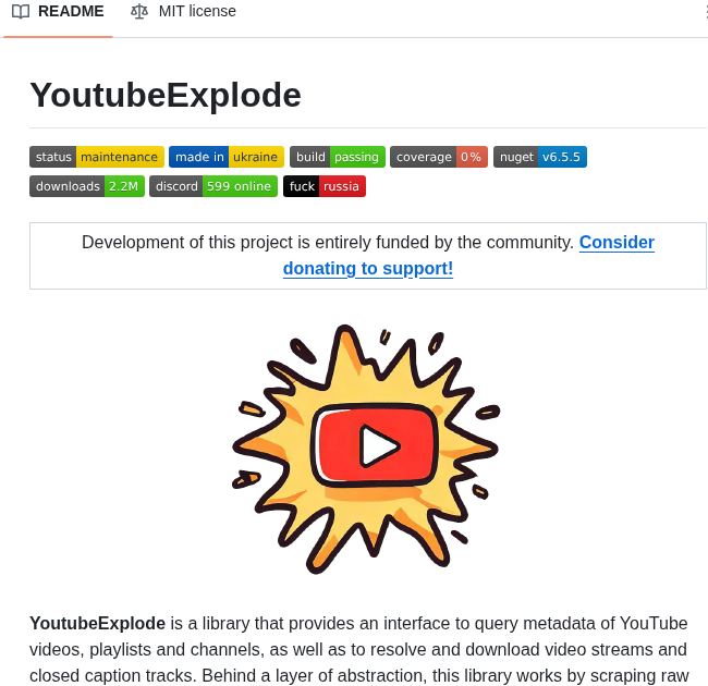 Tyrrrz Youtubeexplode screenshot