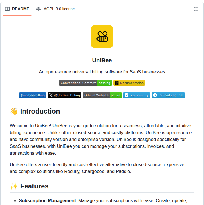 Unibee Billing Unibee screenshot