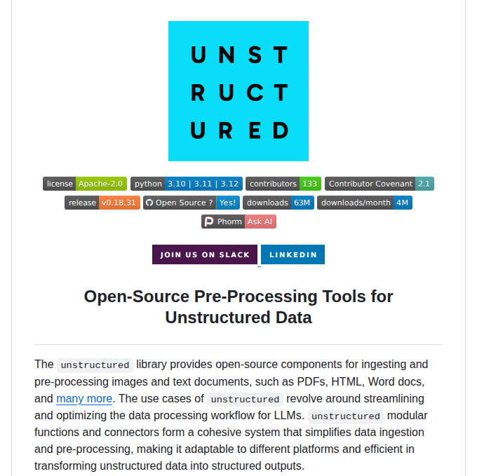 Unstructured Io Unstructured screenshot