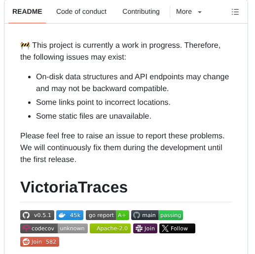 Victoriametrics Victoriatraces screenshot