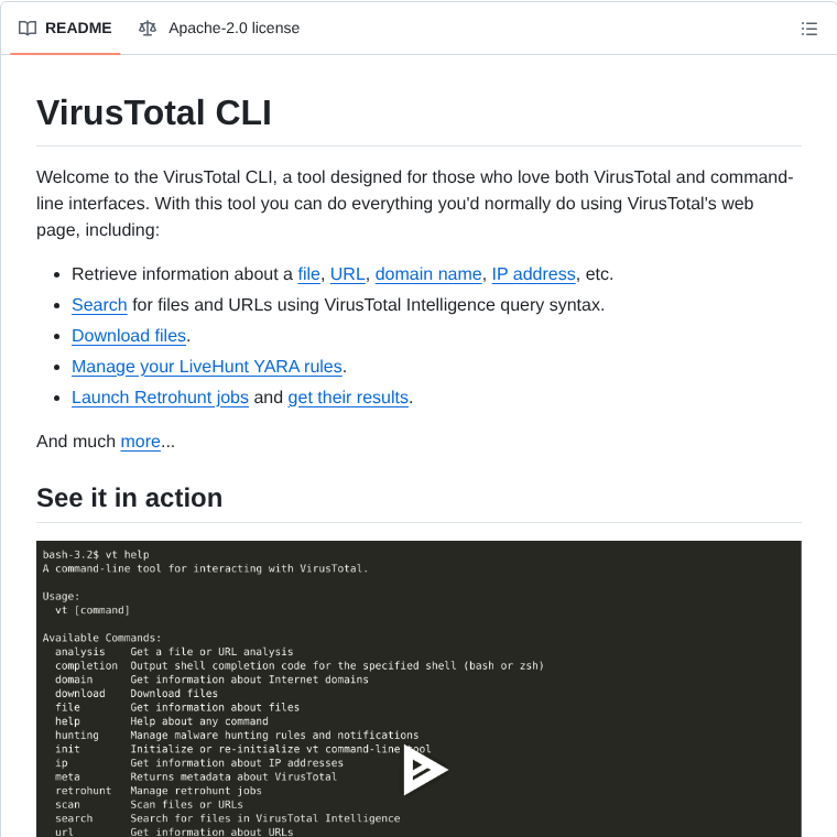 Virustotal Vt Cli screenshot