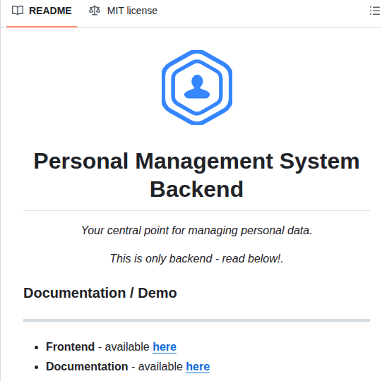 Volmarg Personal Management System screenshot