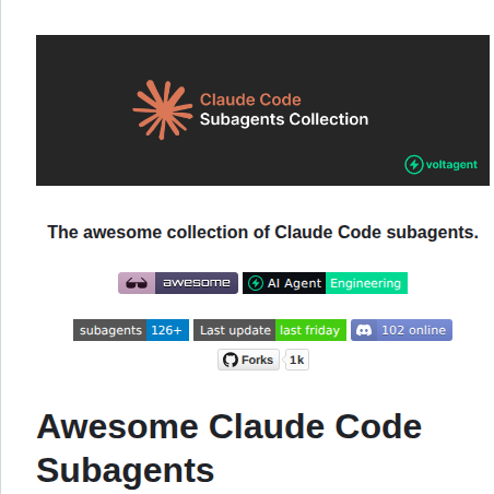 Voltagent Awesome Claude Code Subagents screenshot