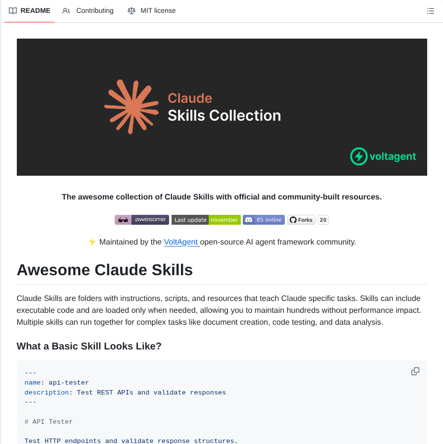 Voltagent Awesome Claude Skills screenshot
