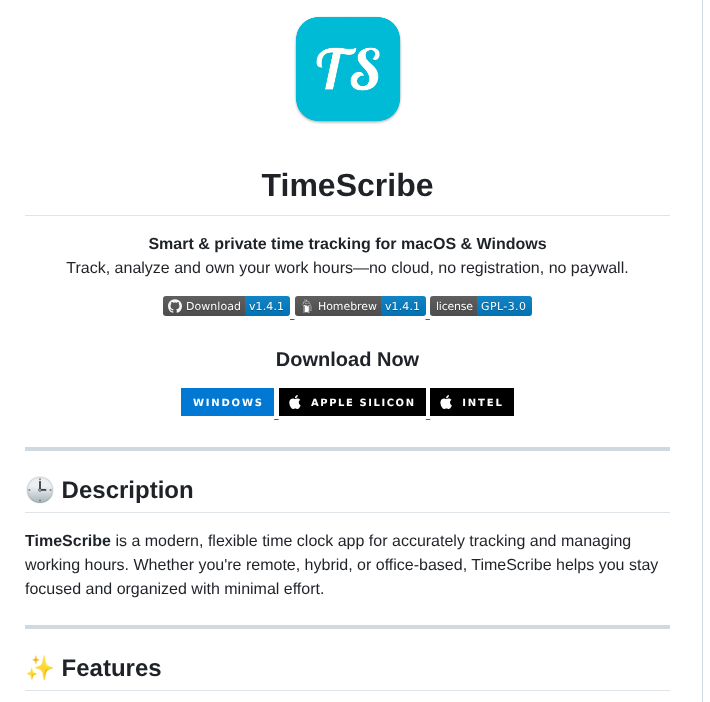 Winbigfox Timescribe screenshot