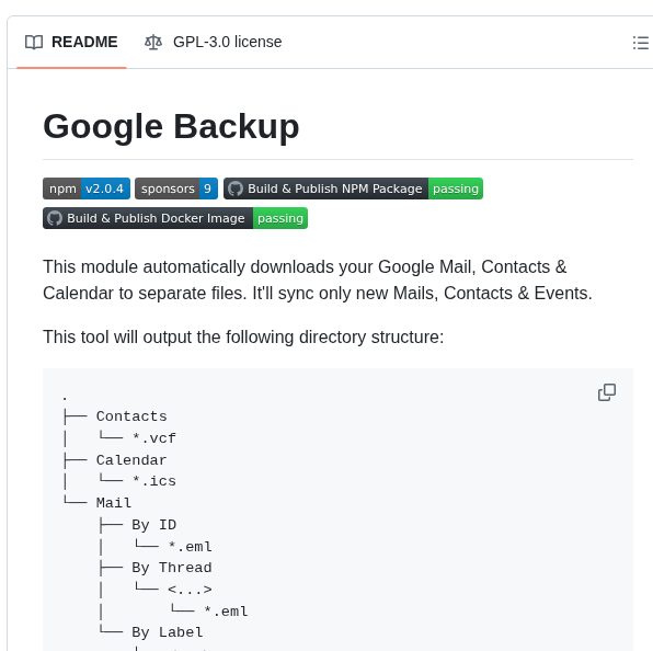 Weejewel Node Google Backup screenshot