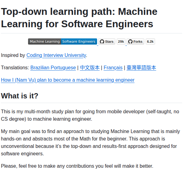 Zuzoovn Machine Learning For Software Engineers screenshot