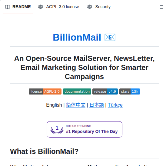 Aapanel Billionmail screenshot