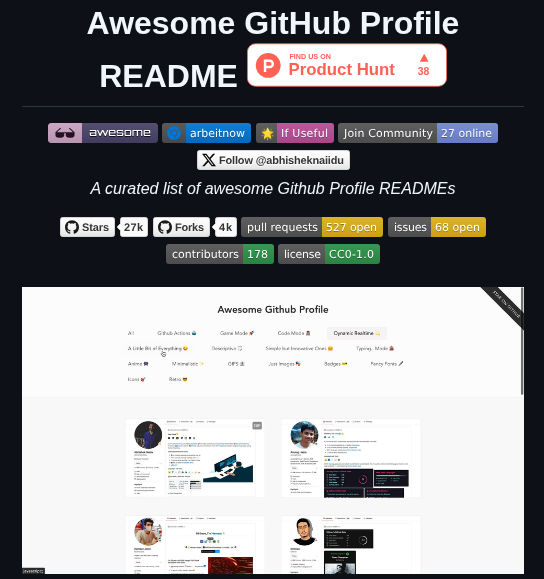 Abhisheknaiidu Awesome Github Profile Readme screenshot