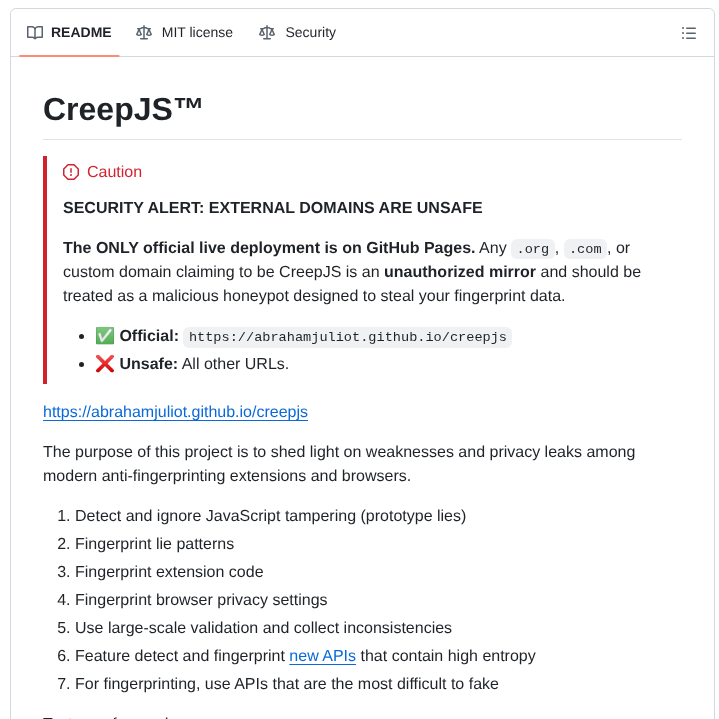 Abrahamjuliot Creepjs screenshot