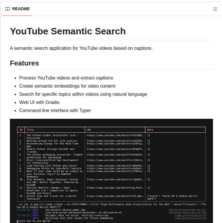 Abramovd Yt Semantic Search screenshot