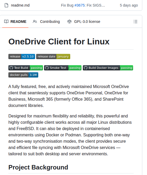 Abraunegg Onedrive screenshot
