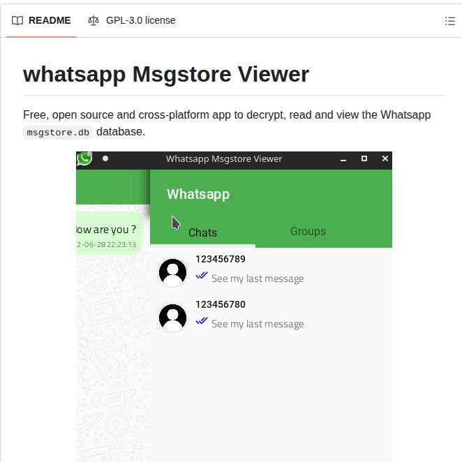 Absadiki Whatsapp Msgstore Viewer screenshot