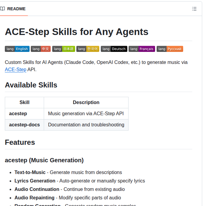 Ace Step Ace Step Skills screenshot