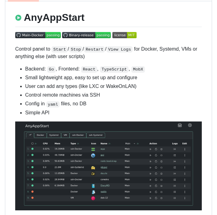 Aceberg Anyappstart screenshot