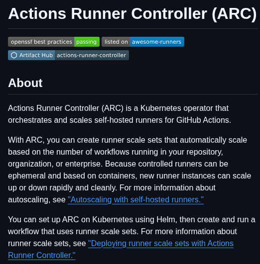 Actions Actions Runner Controller screenshot